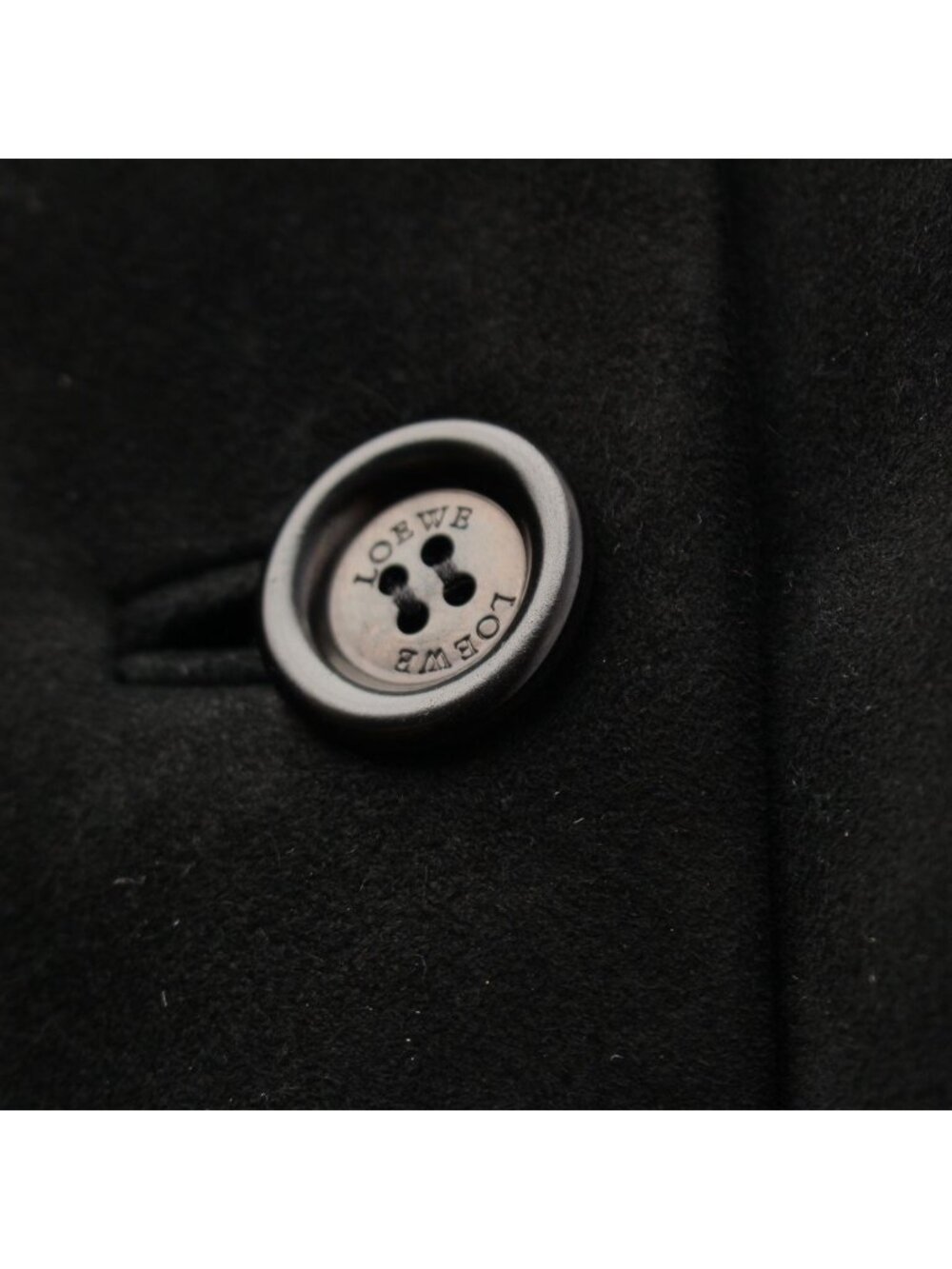 Loewe Cowhide Shearling Vintage Logo Button Coat Black 40 - Picture 8 of 10